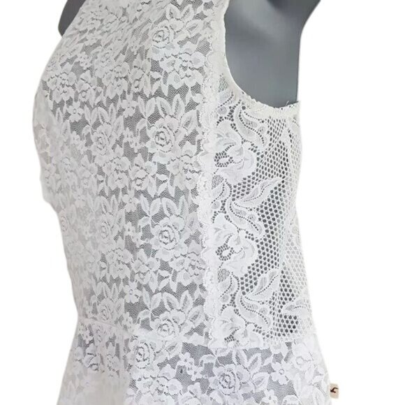 NWT Hollister Sheer White Floral Lace Sleeveless Peplum Top - Picture 7 of 9